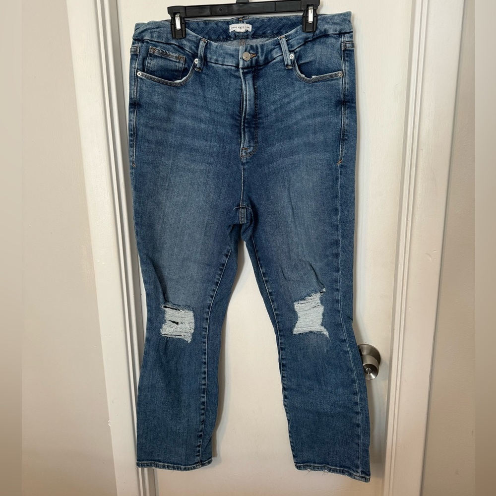 Good American Distressed Blue Denim Jeans